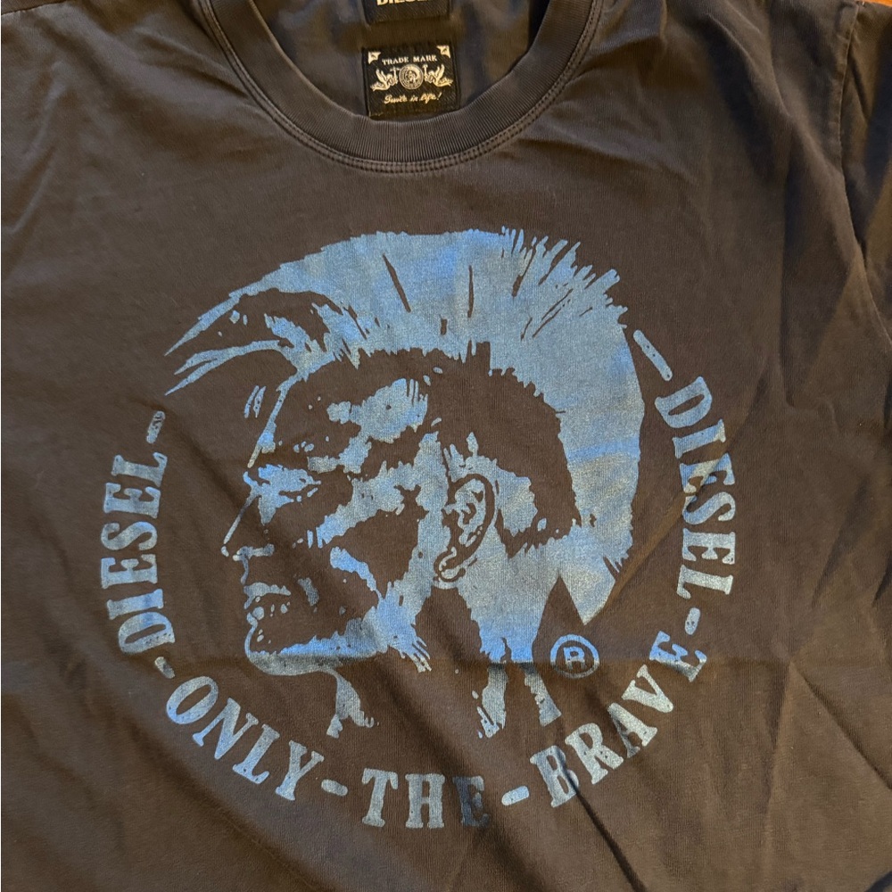 Diesel Men's Blue Greyish  Graphic T-Shirt RARE , EUC, large